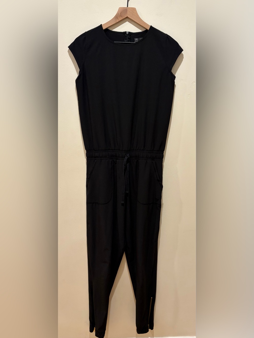 Albion Black Pants Jumpsuit w/ Gold Ankle Zippers - Women’s Size XS Lightweight